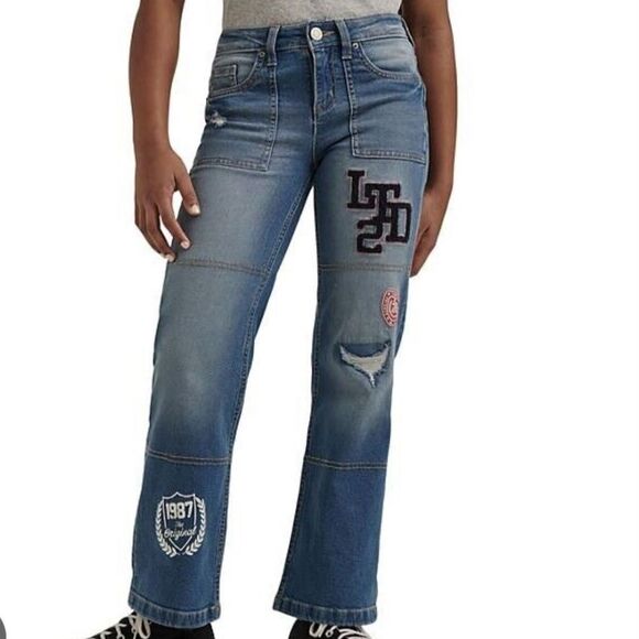 LIMITED TOO - Medium Wash Flare Jean with Decals and Patches - Picture 1 of 5